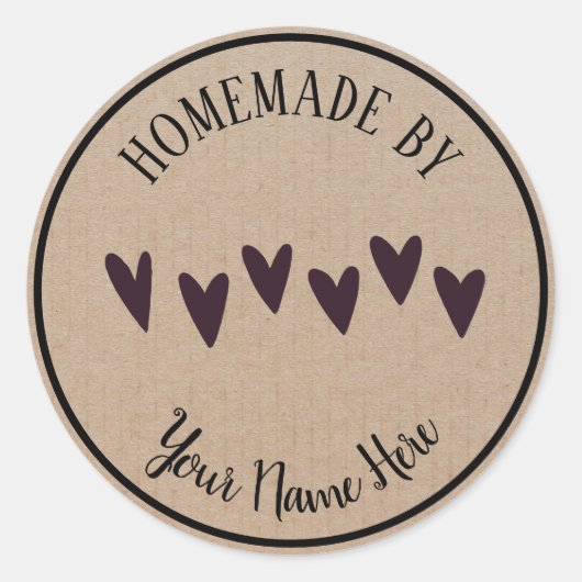 Sticker Rond Classique De Coeur Fait Maison (Devant)