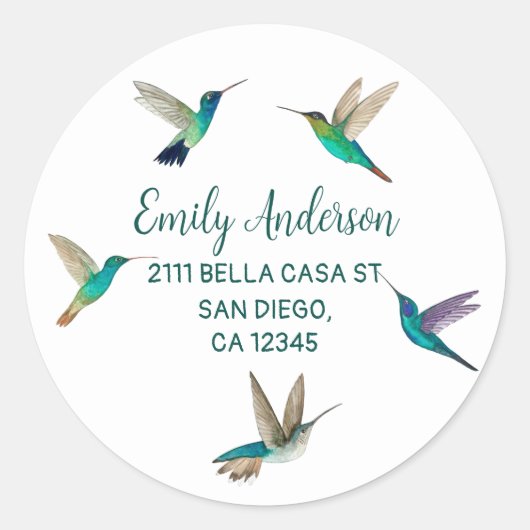 Sticker rond classique de colibris (Devant)