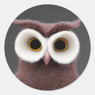 Sticker rond classique de Felt Owl