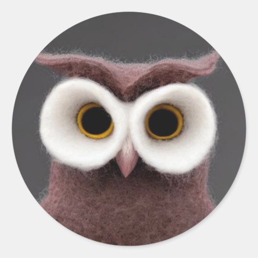Sticker rond classique de Felt Owl (Devant)