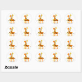 Sticker rond classique de Giraffes Animées (Feuille)