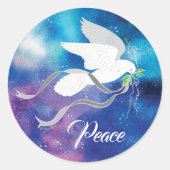 Sticker rond classique de la colombe blanche (Devant)