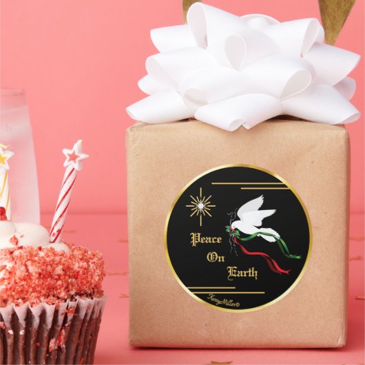 Sticker rond classique de la colombe blanche (Fête)