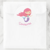 Sticker rond classique de la fête de sirène (Sac)