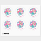 Sticker rond classique de la fête de sirène (Feuille)