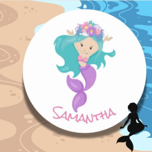 Sticker rond classique de la fête de sirène