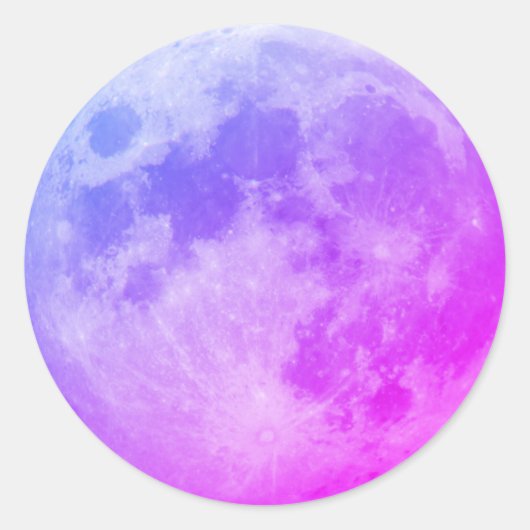 Sticker rond classique de la lune violette (Devant)