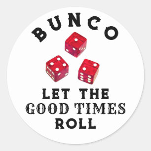 Sticker rond classique de la nuit de jeu Bunco