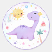 Sticker rond classique de la partie Dinosaure viol (Devant)