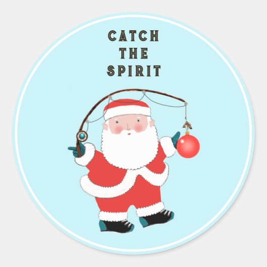Sticker rond classique de la pêche de Noël (Devant)