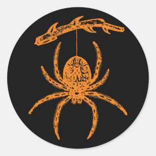 Sticker rond classique de l'Araignée orange d'Hall