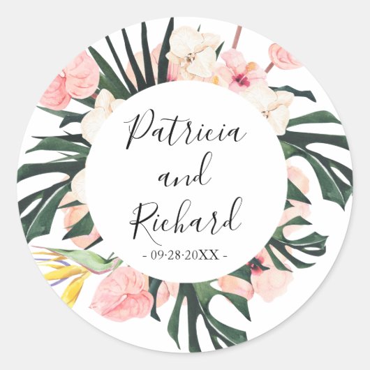 Sticker Rond Classique De Mariage De Destination T (Devant)