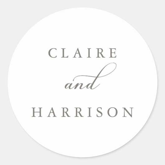 Sticker rond classique de mariage simple et élégan (Devant)