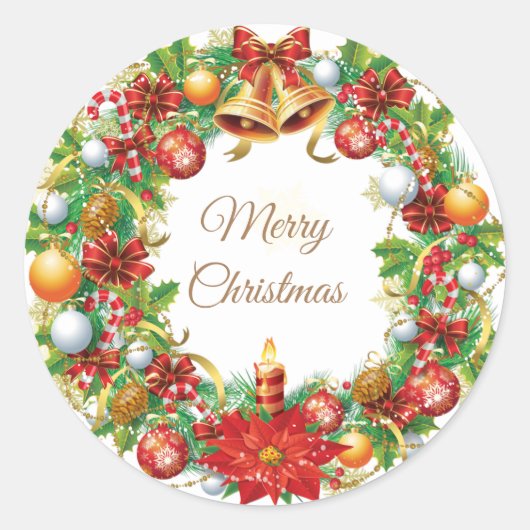 Sticker rond classique de Noël (Devant)