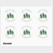 Sticker rond classique de Noël en forêt d'hiver (Feuille)