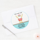 Sticker rond classique de Noël en natation (Enveloppe)