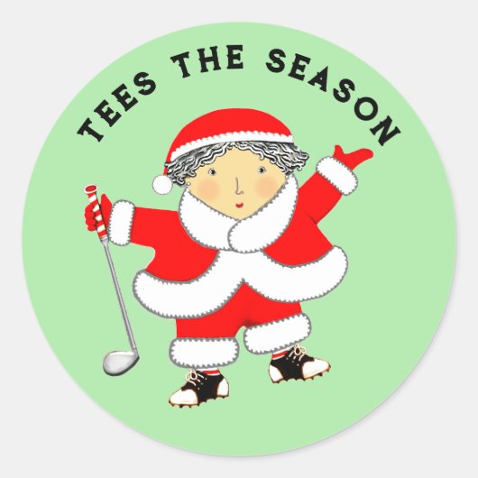 Sticker rond classique de Noël pour dames de golf (Devant)