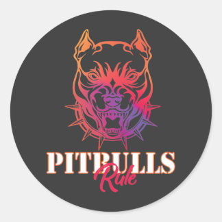 Sticker rond classique de règle de Pitbulles