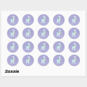 Sticker rond classique de rennes bleu hiver (Feuille)