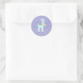 Sticker rond classique de rennes bleu hiver (Sac)