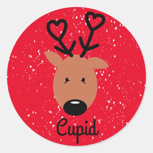 Sticker rond classique de rennes cupides (Devant)