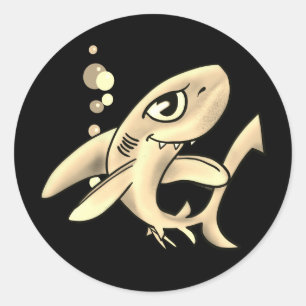 Sticker rond classique de requin d'or