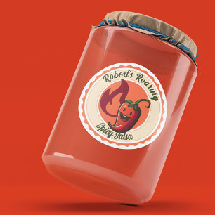 Sticker rond classique de salsa épicée de poivre c