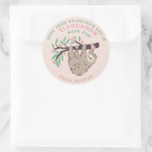 Sticker rond classique de Sloth Valentine (Sac)