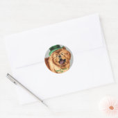 Sticker rond classique de St. Patrick's Day Chow (Enveloppe)