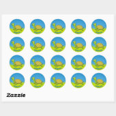 Sticker rond classique de tortue caricaturale (Feuille)