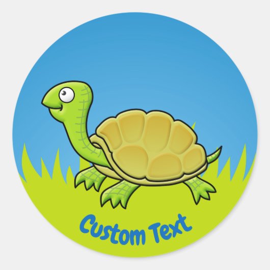 Sticker rond classique de tortue caricaturale (Devant)