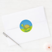 Sticker rond classique de tortue caricaturale (Enveloppe)