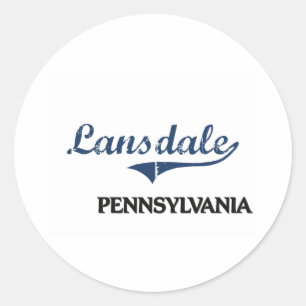 Sticker Rond Classique de ville de Lansdale Pennsylvanie