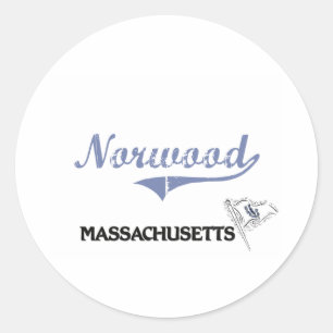 Sticker Rond Classique de ville de Norwood le Massachusetts