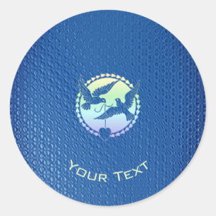 Sticker rond classique décoratif avec colombes ble