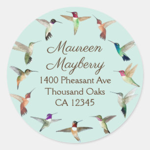 Sticker rond classique des colibris de Californie