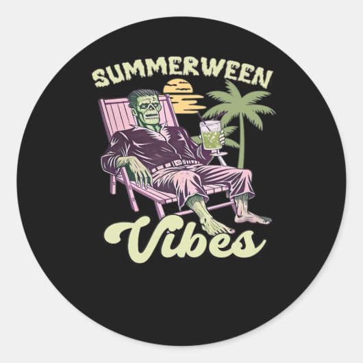 Sticker Rond Classique d'Halloween de Summerween Vibes (Devant)