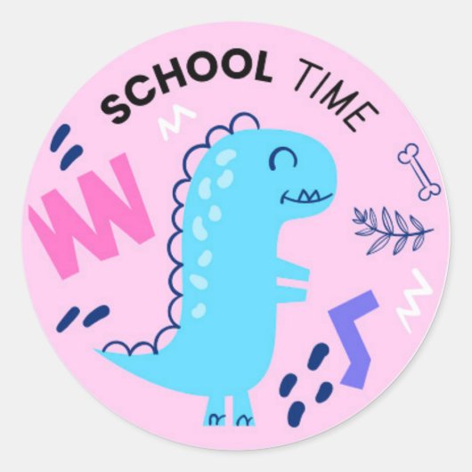 Sticker rond classique Dinosaur (Devant)