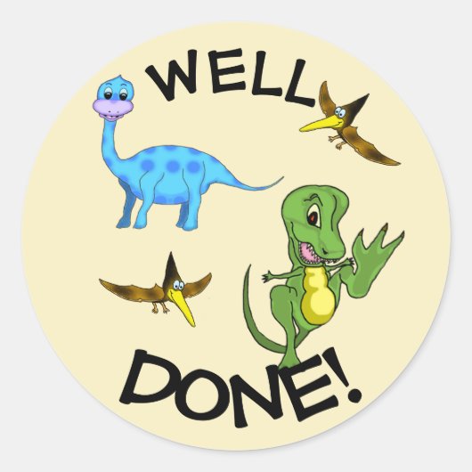 Sticker rond classique Dinosaures (Devant)