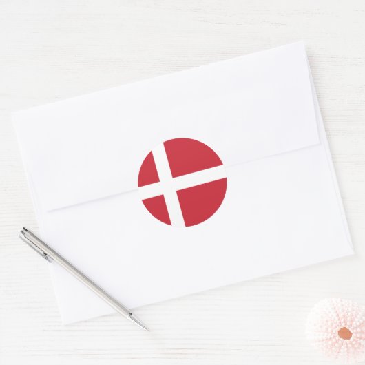 Sticker rond classique Drapeau Danemark (Enveloppe)