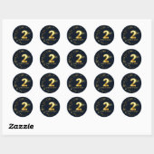 Sticker rond classique du 2e anniversaire (Feuille)