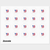 Sticker rond classique du 4 juillet (Feuille)