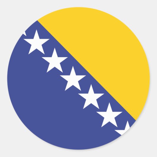 Sticker rond classique du drapeau de Bosnie-Herzég (Devant)