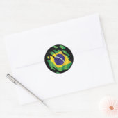 Sticker rond classique du drapeau déchiré au Brési (Enveloppe)