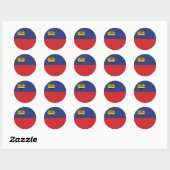 Sticker rond classique du drapeau du Liechtenstein (Feuille)