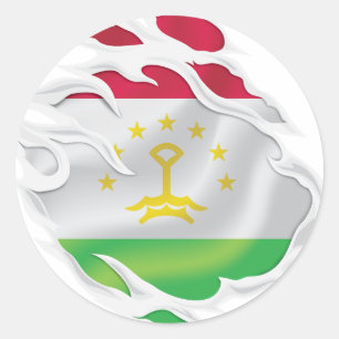 Sticker rond classique du drapeau du Tadjikistan a