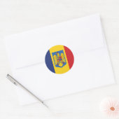 Sticker rond classique du drapeau roumain (Enveloppe)