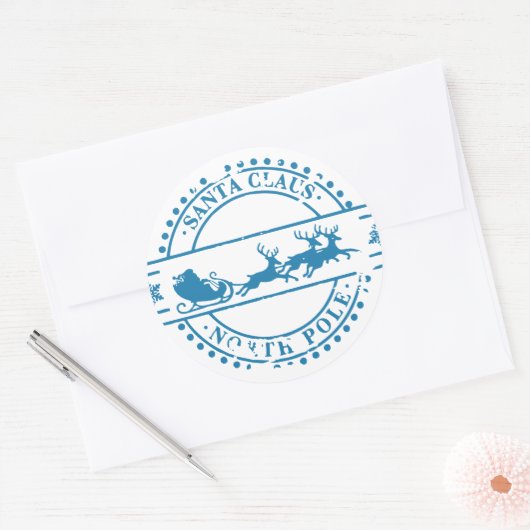 Sticker rond classique du pôle Nord Santa Clause (Enveloppe)