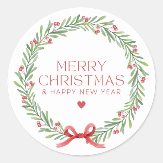 Sticker Rond Classique Élégant Design Moderne Joyeux Noël. (Devant)