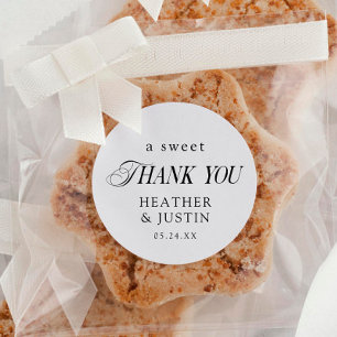 Sticker Rond Classique Élégant Un Merci Doux Favoriser Mariage